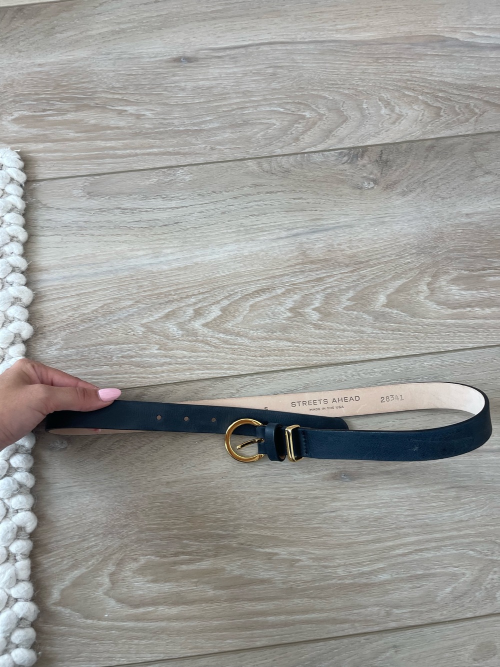 Streets Ahead Women's Black Leather Belt with Gold Buckle